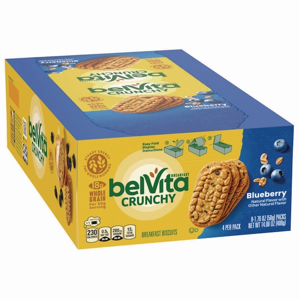 BelVita Breakfast Biscuits, 1.76 Oz Pack, Blueberry, PK64